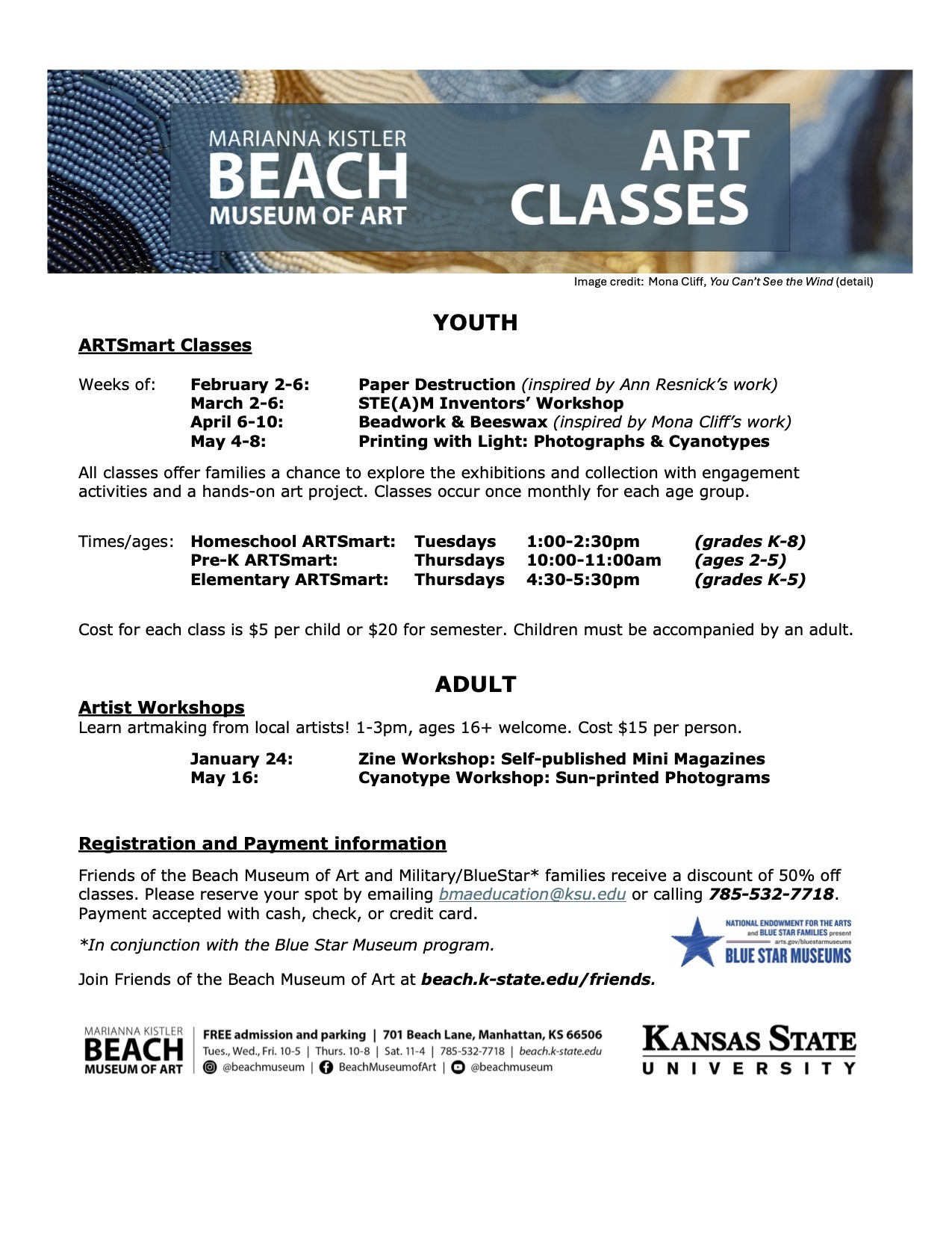 BMA spring 2026 art classes