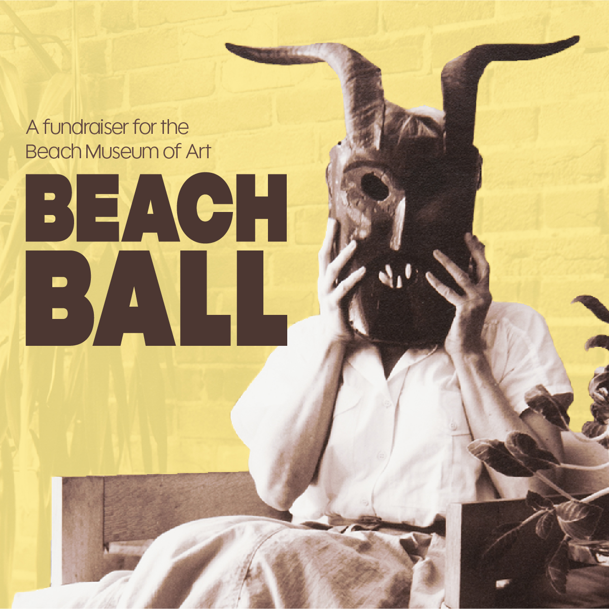 Beach Ball poster with a woman sitting on chair holding a mask on the face.